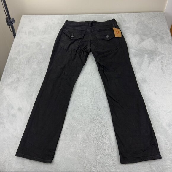 True Religion NWT Men's Size 33x32 Black Denim Flared Jeans Zipper Fly - Picture 4 of 8